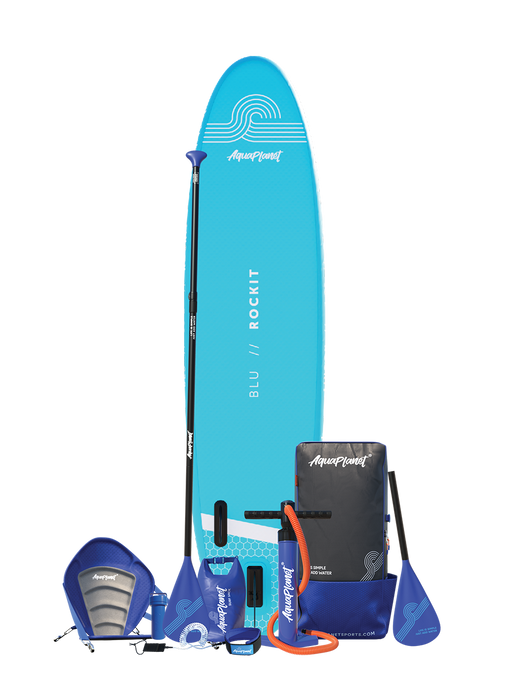 Aquaplanet ROCKIT 10’2" Inflatable Paddle Board/Kayak Package - Blue